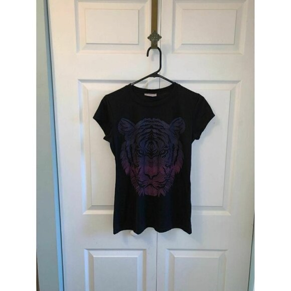 Bobbie Brooks Ladies Tiger Tee Shirt Cap Sleeves Black Background Large - Picture 6 of 11